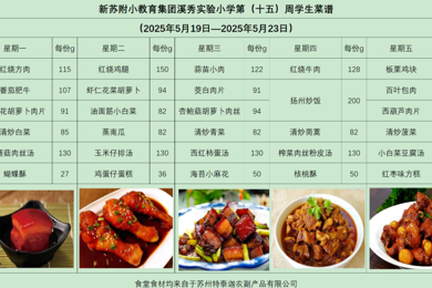 新苏附小教育集团溪秀实验小学2024-2025学年第二学期第（ 十五）周菜谱