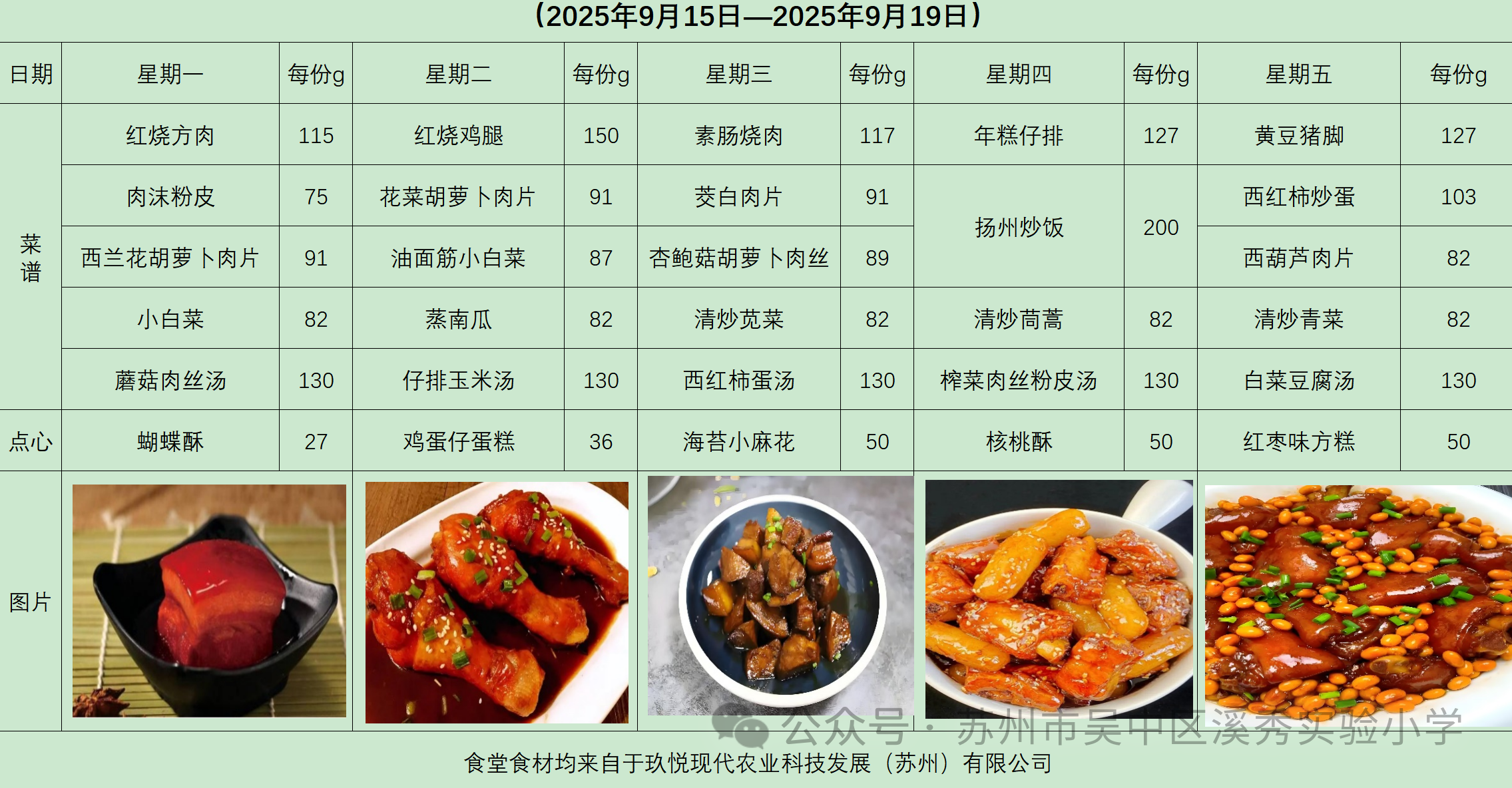 新苏附小教育集团溪秀实验小学2025-2026学年第一学期第（ 三）周菜谱